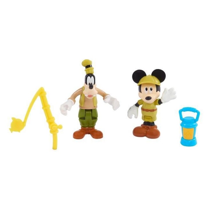 Mickey, 2 figurines articulées 7,5 cm avec accessoires, Theme Camping