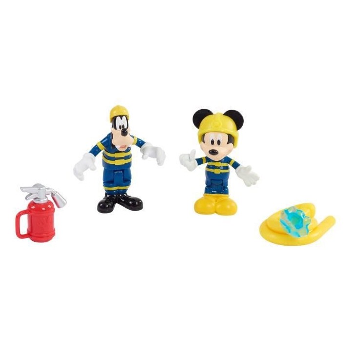 Mickey, 2 figurines articulées 7,5 cm avec accessoires, Theme Pompier