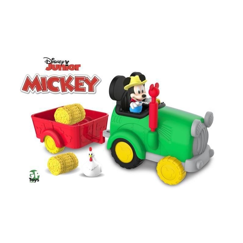 Mickey, Tracteur et remorque avec 1 figurine 7,5 cm articulée et des accessoires, Jouet pour enfants des 3 ans, MCC05