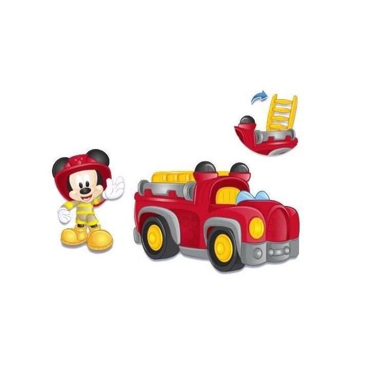 Mickey, Véhicule avec 1 figurine 7,5 cm et 1 accessoire, Modele Pompi