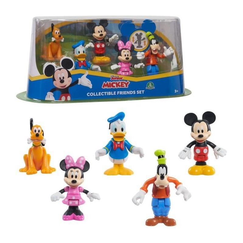 Mickey, Coffret 5 figurines 7,5 cm Articulées, 5 personnages a collectionner, Jouet pour enfants des 3 ans, MCC08