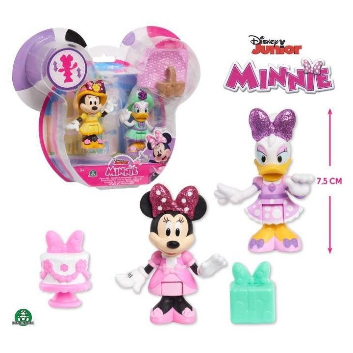 Minnie, 2 figurines articulées 7,5 cm avec accessoires, Theme Party,