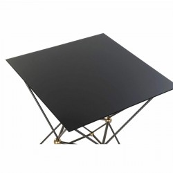 Table d'appoint DKD Home Decor 8424001820344 45 x 45 x 55,5 cm Verre Noir Doré Métal