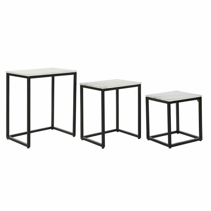 Jeu de 3 tables DKD Home Decor Noir Blanc Marbre Fer (50 x 35 x 60.5 cm) (3 pcs)