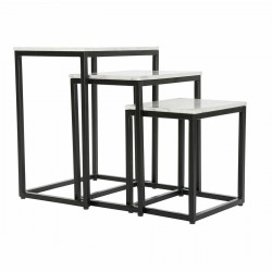 Jeu de 3 tables DKD Home Decor Noir Blanc Marbre Fer (50 x 35 x 60.5 cm) (3 pcs)