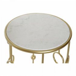 Table d'appoint DKD Home Decor Doré Blanc Métal Marbre (2 Pièces)