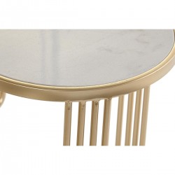 Jeu de 2 tables DKD Home Decor Blanc Doré Métal Marbre 47,5 x 47,5 x 56 cm