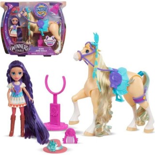 Winners Stable, Coffret Cheval articulé et Poupée avec accessoires,