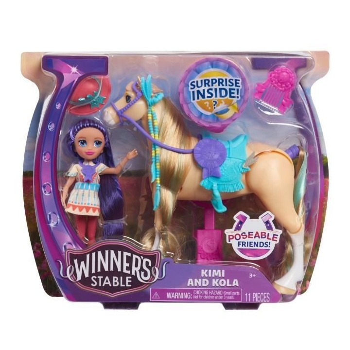Winners Stable, Coffret Cheval articulé et Poupée avec accessoires,