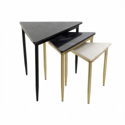 Set de 3 Tables Gigognes DKD Home Decor Noir Doré Métal Blanc Vert Marbre Moderne (68 x 46,5 x 53 cm) (3 Unités)