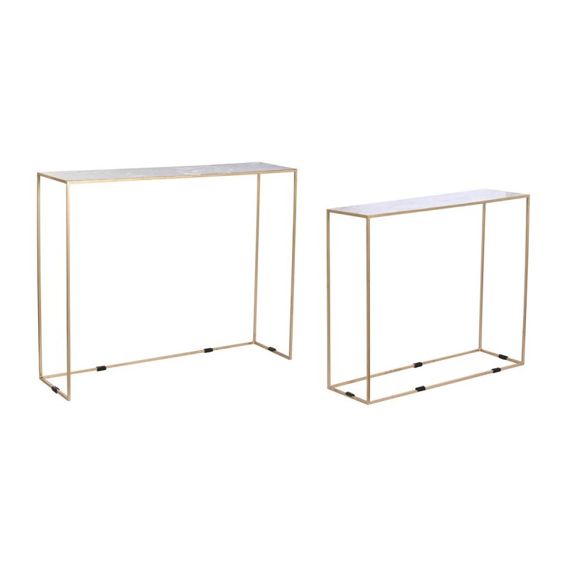 Jeu de 2 tables DKD Home Decor Blanc Noir Doré Fer 100 x 28 x 80 cm