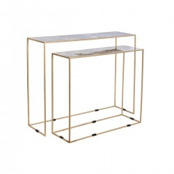 Jeu de 2 tables DKD Home Decor Blanc Noir Doré Fer 100 x 28 x 80 cm