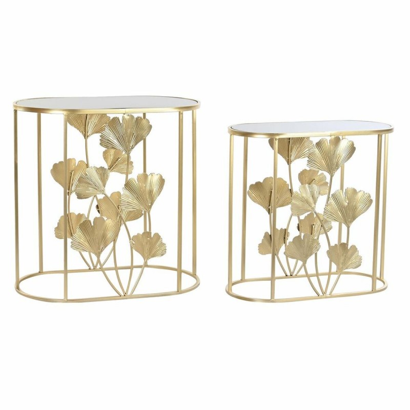 Set de 2 Tables Gigognes DKD Home Decor Doré Métal Verre 61 x 35 x 60 cm