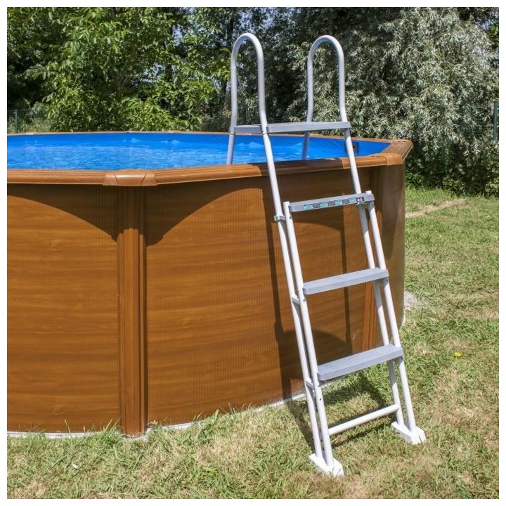 GRE - Échelle de sécurité grise pour piscine de hauteur 1,20m ou 1,