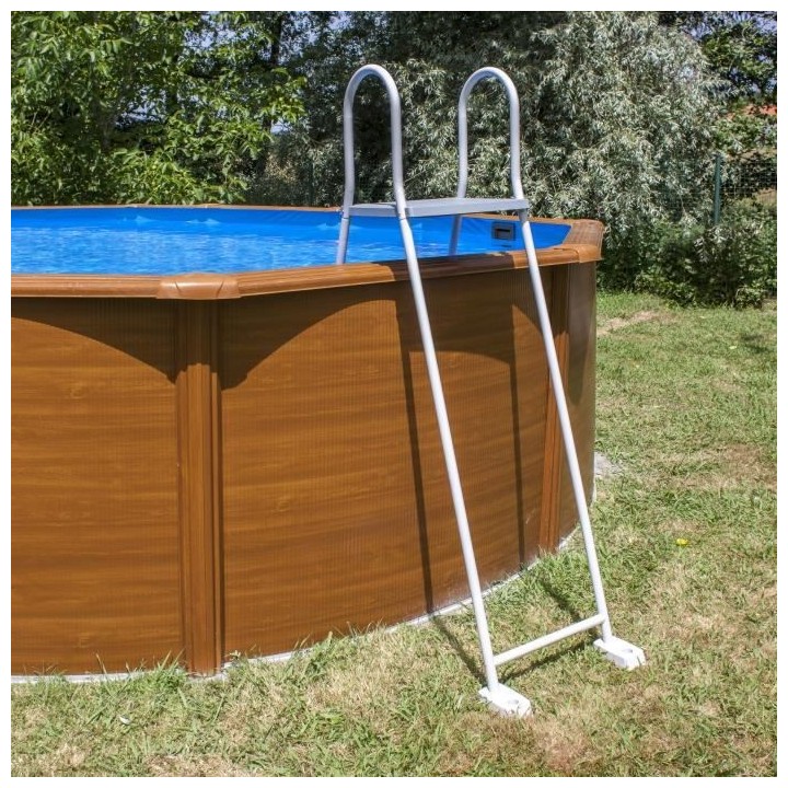 GRE - Échelle de sécurité grise pour piscine de hauteur 1,20m ou 1,