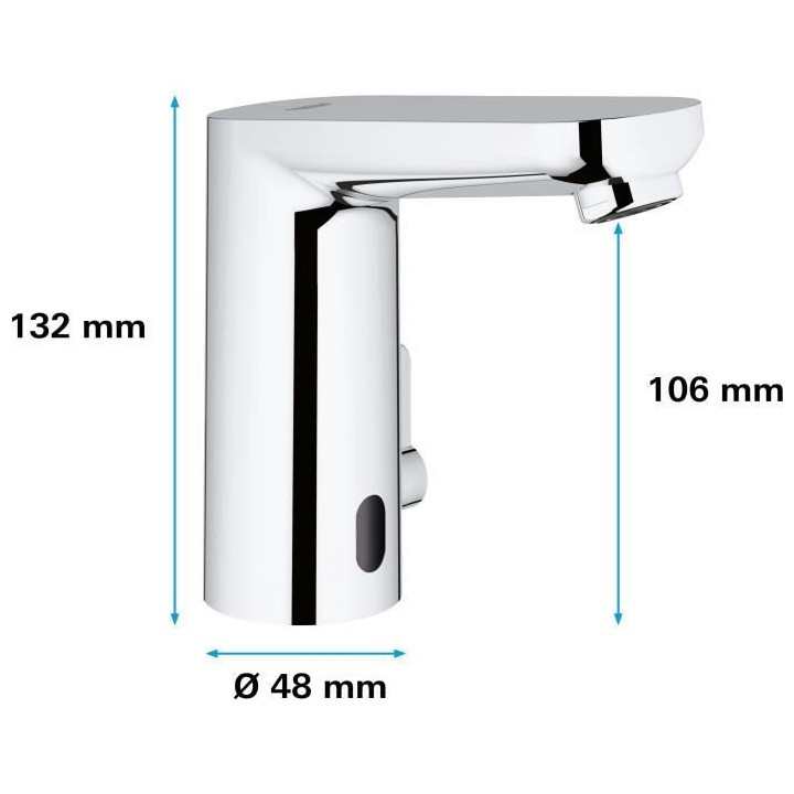 GROHE Robinet lavabo de salle de bains infrarouge Get E, limitateur t