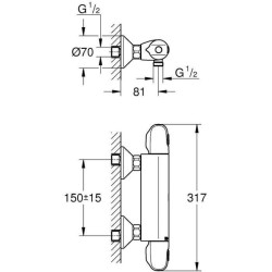 Mitigeur de douche thermostatique Grohtherm 1000 - GROHE - 34438003