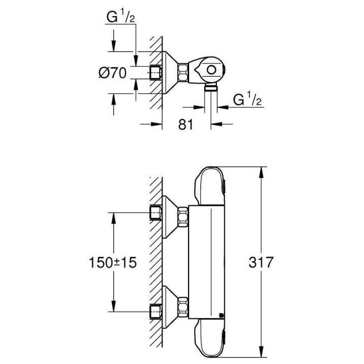 Mitigeur de douche thermostatique Grohtherm 1000 - GROHE - 34438003