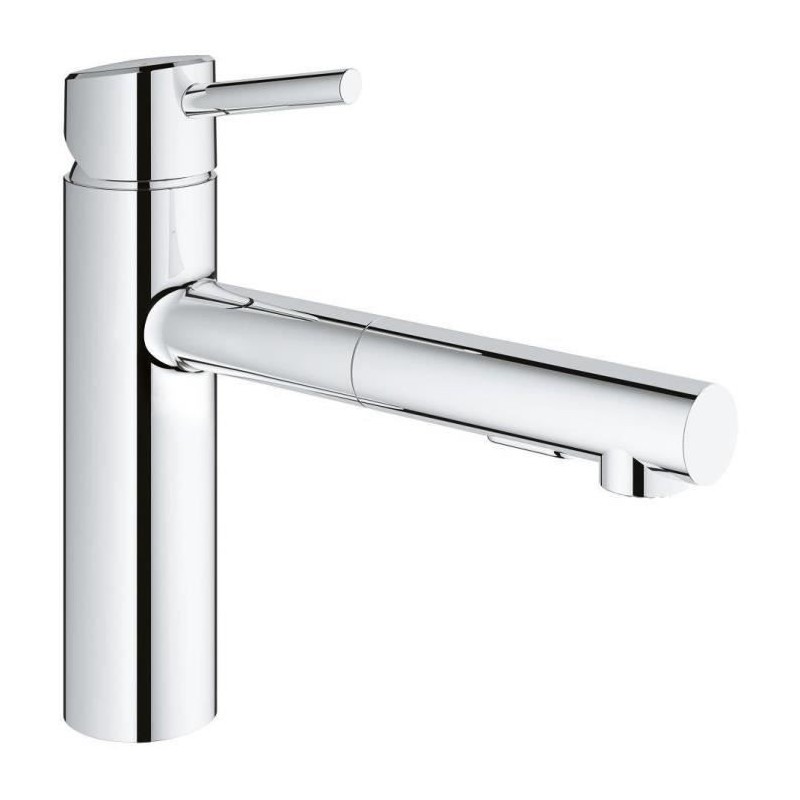 GROHE Mitigeur évier Concetto 30273001 -Bec moulé pivotant médium-Rotation 100°-Douchette extractible-Limiteur de températu