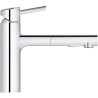 GROHE Mitigeur évier Concetto 30273001 -Bec moulé pivotant médium-Rotation 100°-Douchette extractible-Limiteur de températu