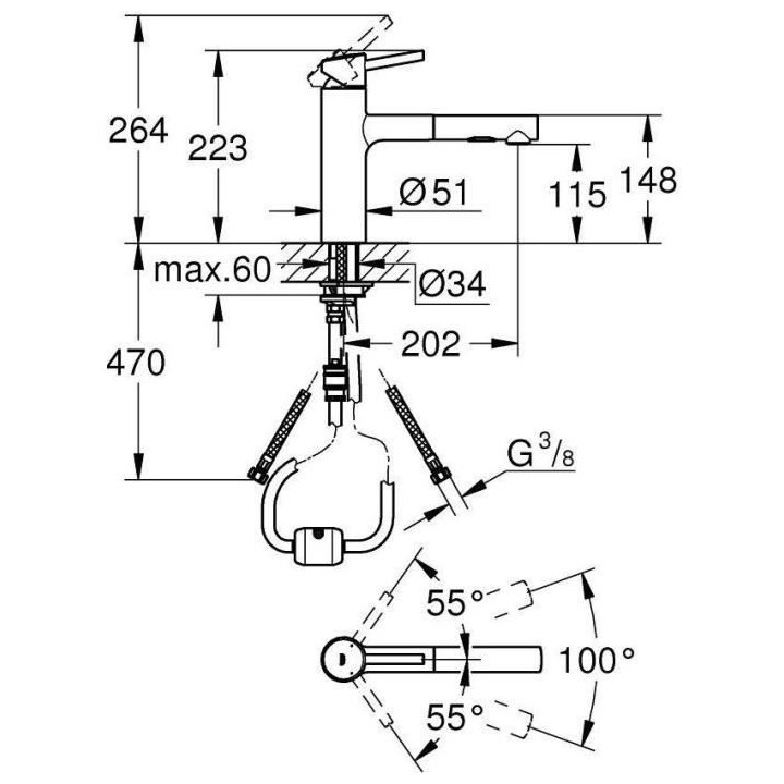 GROHE Mitigeur évier Concetto 30273001 -Bec moulé pivotant médium-R