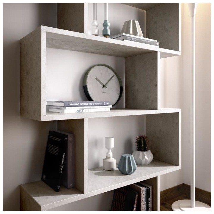 Meuble étagere - Décor béton - L 80 x P 25 x H 190 cm - LIS