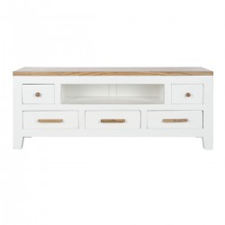 Meubles de télévision DKD Home Decor Blanc Marron Acacia Bois de manguier 125 x 40 x 50 cm