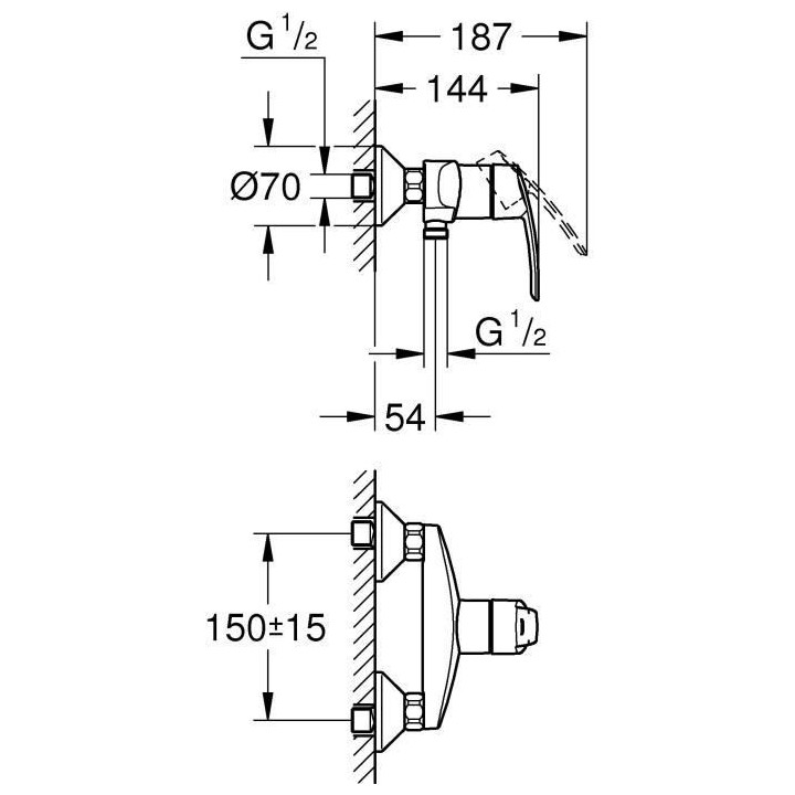 GROHE Mitigeur monocommande Douche Start, Chromé, 23205001
