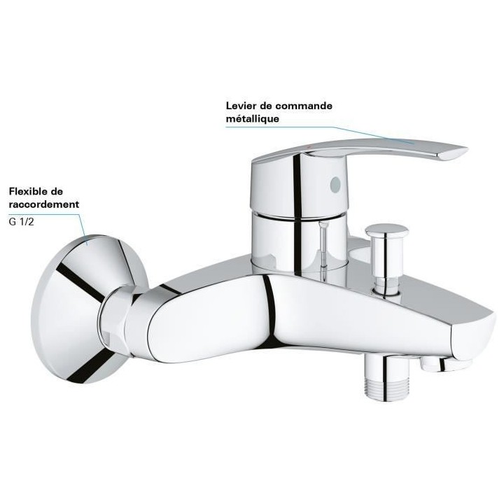 GROHE Mitigeur monocommande Bain / Douche Start Chromé 23206001