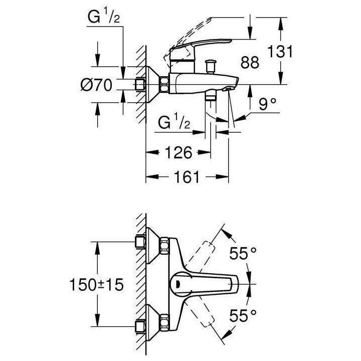 GROHE Mitigeur monocommande Bain / Douche Start Chromé 23206001