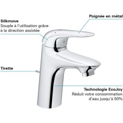 GROHE Mitigeur monocommande Lavabo Taille S Wave Chrome 23581001