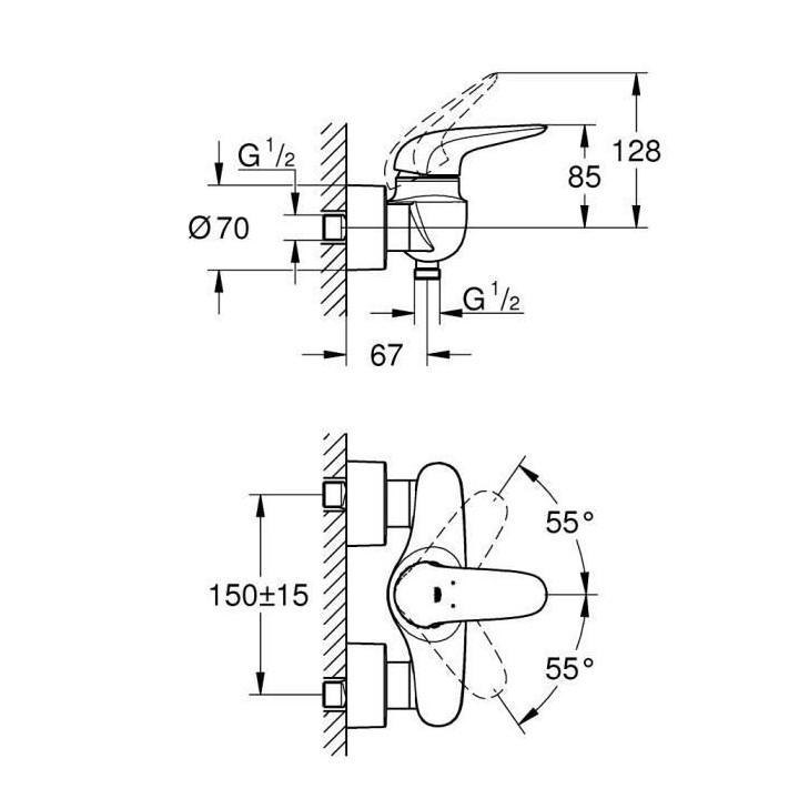 GROHE Mitigeur monocommande Douche Wave Chromé 32287001