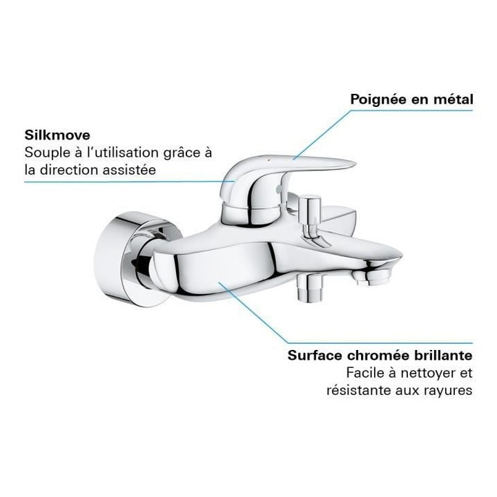 GROHE Mitigeur monocommande Bain / Douche Wave Chrome 32286001