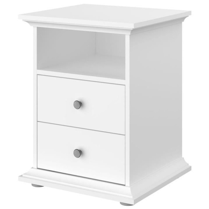 PARISOT Chevet 2 tiroirs Blanc - L 45 x P 41 x H 58 cm - MANON