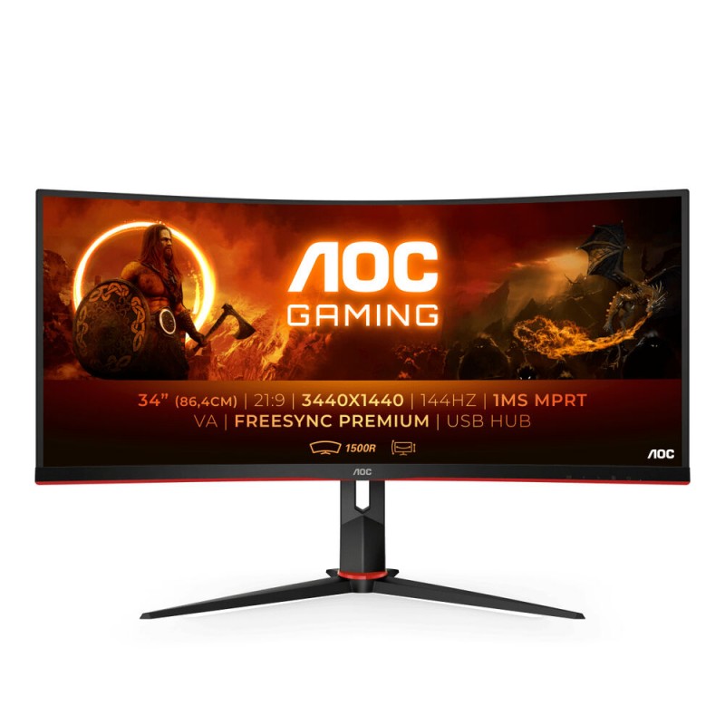 Écran AOC CU34G2X/BK LFD 34" LED VA AMD FreeSync Flicker free 144 Hz 50-60  Hz 34"