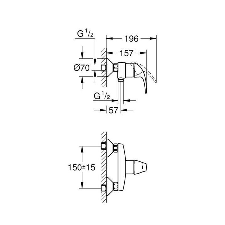 GROHE Mitigeur monocommande Douche Start Curve Chromé 23767000