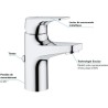 GROHE Mitigeur monocommande Lavabo Taille S Start Flow Chromé 23769000