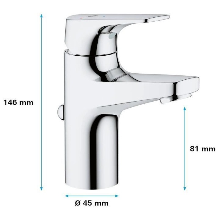GROHE Mitigeur monocommande Lavabo Taille S Start Flow Chromé 2376900