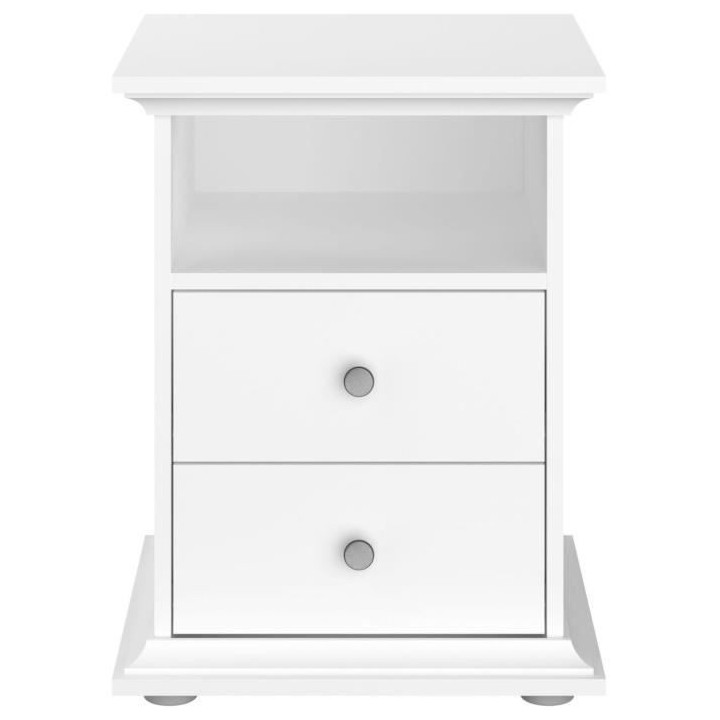 PARISOT Chevet 2 tiroirs Blanc - L 45 x P 41 x H 58 cm - MANON