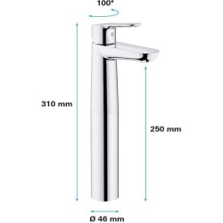 GROHE Mitigeur monocommande Lavabo Taille XL Start Edge Chromé 23777000