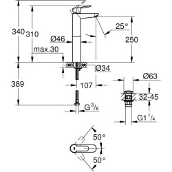 GROHE Mitigeur monocommande Lavabo Taille XL Start Edge Chromé 23777000