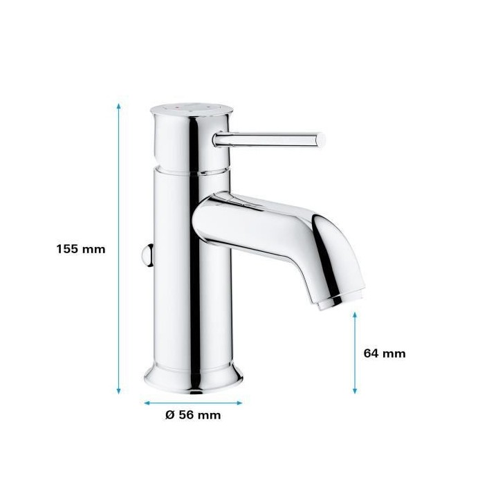 GROHE Mitigeur monocommande Lavabo Taille S Start Classic Chromé 2378