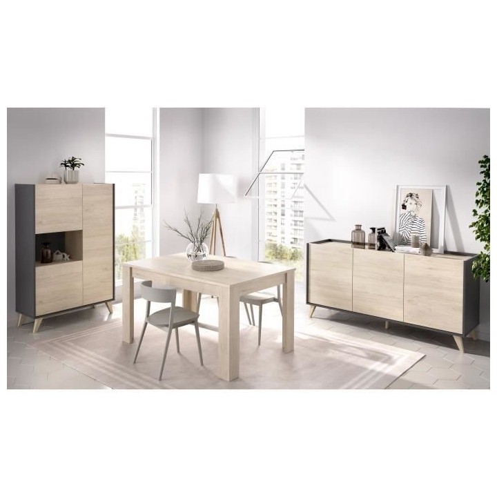 Salle a manger complete avec enfilade + vitrine + table - Décor graph