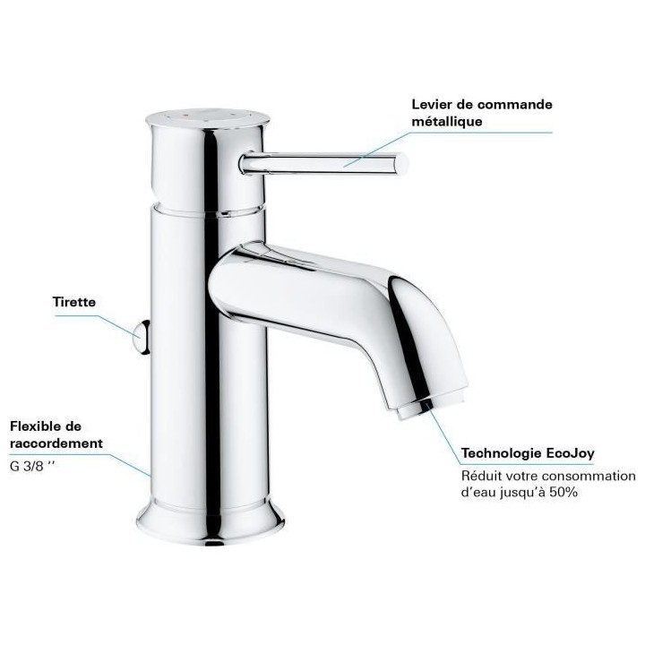 GROHE Mitigeur monocommande Lavabo Taille S Start Classic Chromé 2378