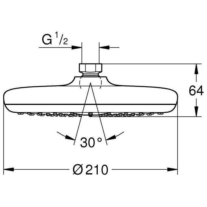 GROHE Douche de tete Vitalio Start 210, 1 jet, tete de douche ronde 21
