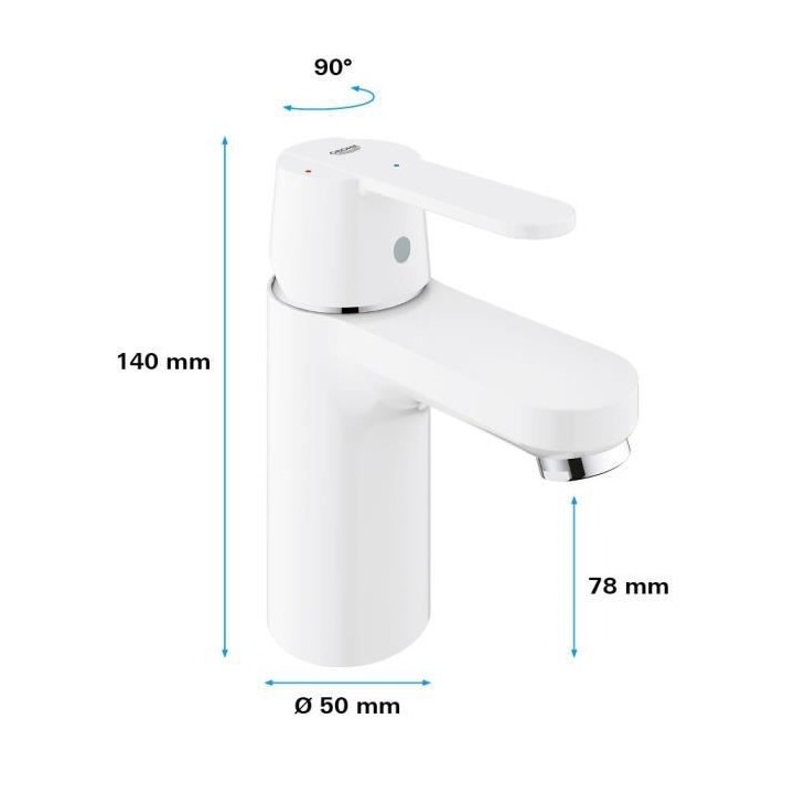 GROHE Mitigeur monocommande Lavabo Taille S Get Blanc 23586LS0