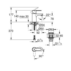 GROHE Mitigeur monocommande Lavabo Taille S Get Blanc 23586LS0