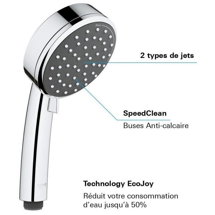 GROHE Pommeau de douche Vitalio Comfort 100, 2 jets, douchette diametr