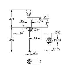 GROHE Mitigeur monocommande Lavabo Taille M Get Joy Chromé 23800000