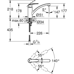 GROHE Mitigeur monocommande évier de cuisine Start, Supersteel, 32441DC1